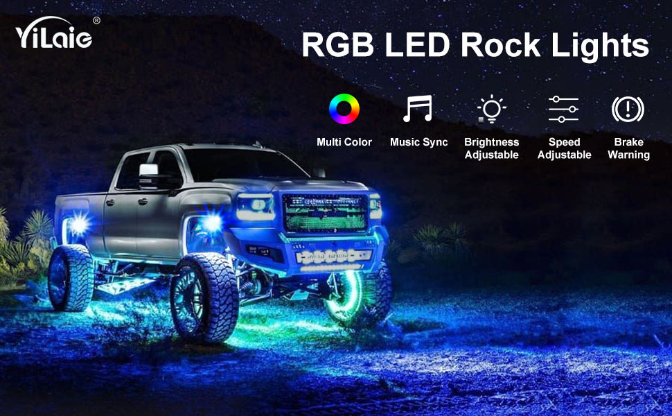 Honalia LED Rock Lights for Trucks 4/6/8/10/12 Pods RGB Truck Rock Lights Kits with App Control for ATV UTV RZR