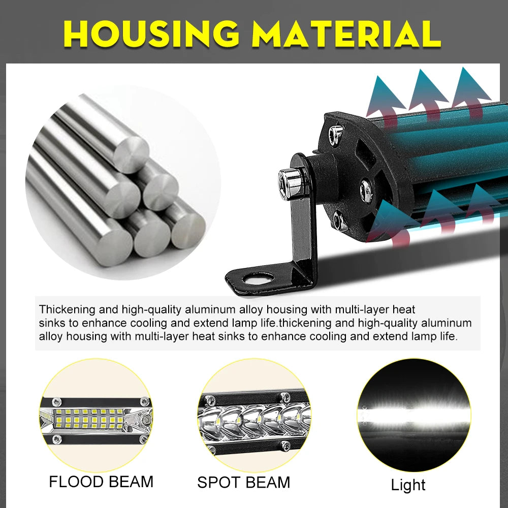 UNI-SHINE 12" Led Work Light 54W Combo Led Beams Light Bar DRL Auto Offroad Driving Light For Lada ATV 4X4 12V 24V Car Retrofit