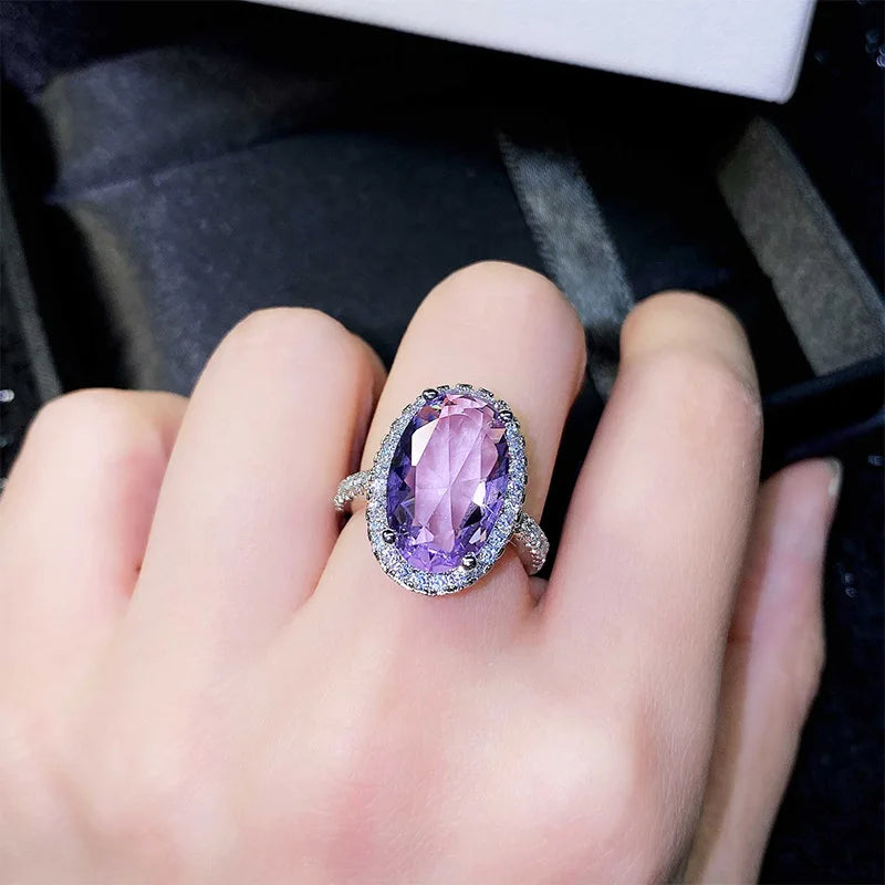 Huitan Noble Purple CZ Finger-rings for Lady High Quality Women Accessories Party Wedding Anniversary Gift New Fashion Jewelry