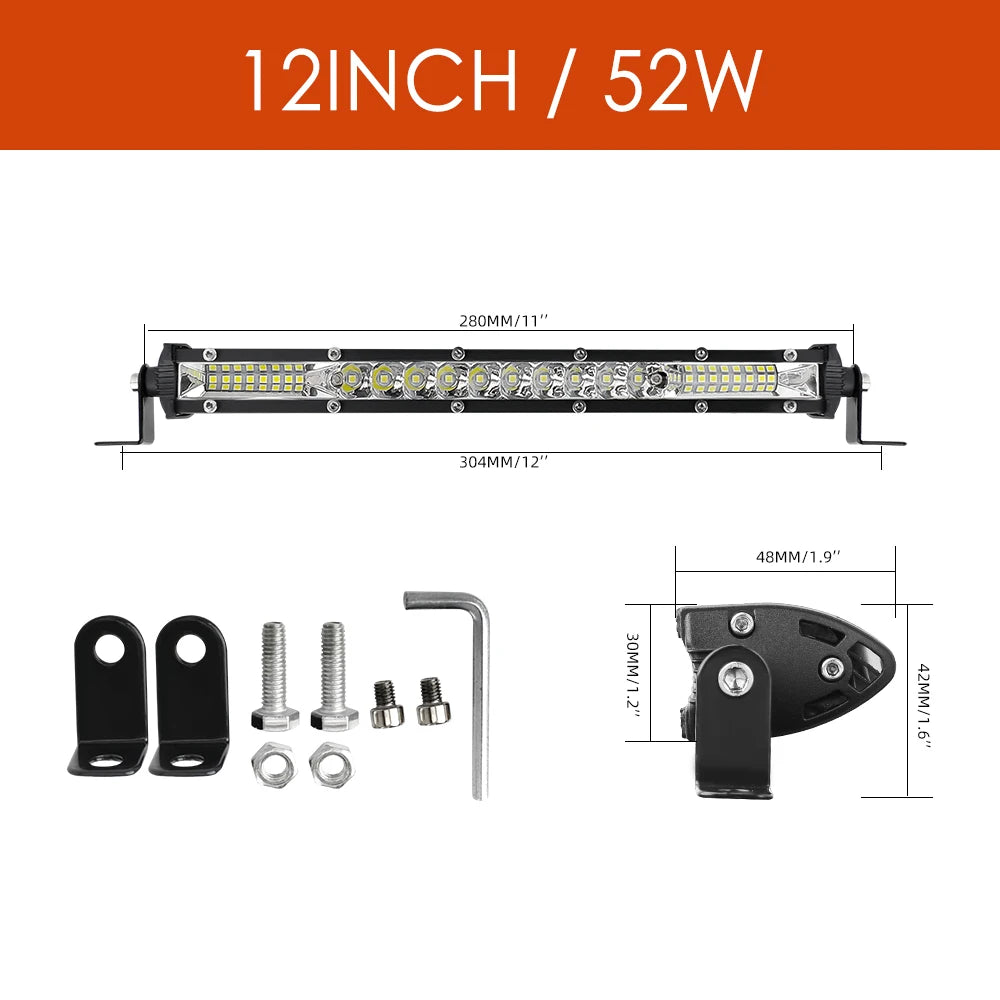 UNI-SHINE 12" Led Work Light 54W Combo Led Beams Light Bar DRL Auto Offroad Driving Light For Lada ATV 4X4 12V 24V Car Retrofit