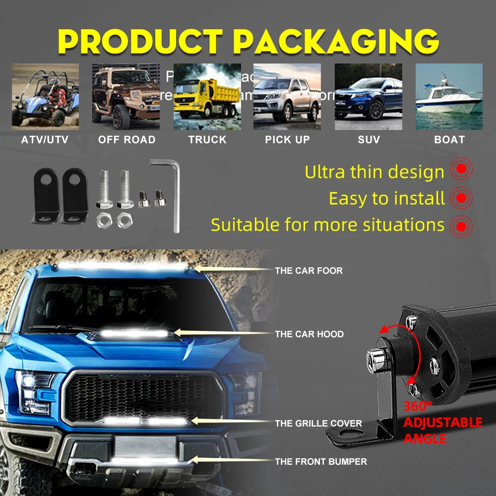 UNI-SHINE 12" Led Work Light 54W Combo Led Beams Light Bar DRL Auto Offroad Driving Light For Lada ATV 4X4 12V 24V Car Retrofit