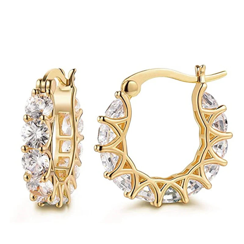 Huitan High Quality Cubic Zirconia Women Hoop Earrings Stylish Girl Accessories Party Daily Wearable Fashion Jewelry Drop Ship
