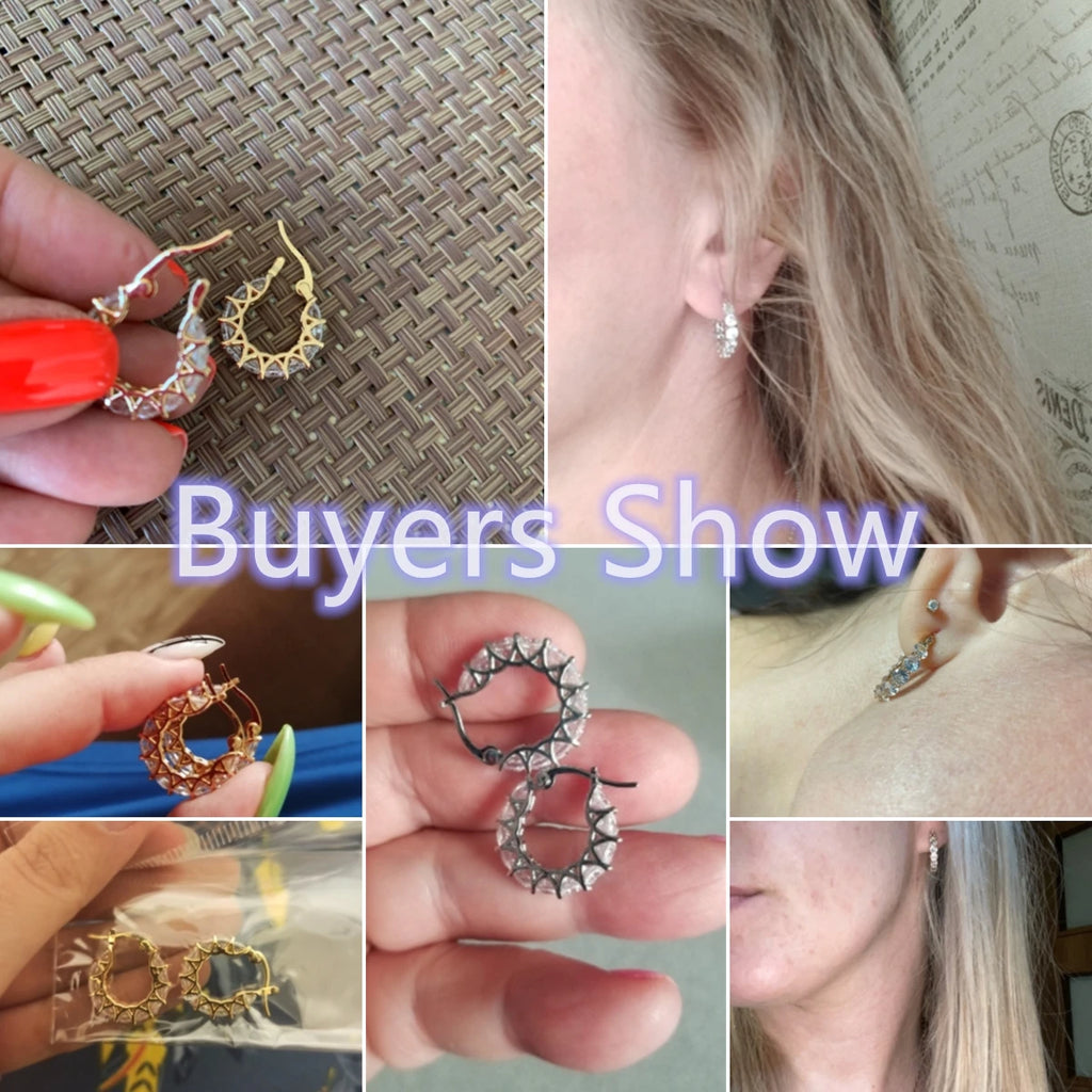 Huitan High Quality Cubic Zirconia Women Hoop Earrings Stylish Girl Accessories Party Daily Wearable Fashion Jewelry Drop Ship