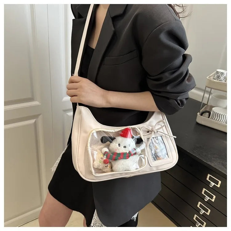 Y2k Harajuku Shoulder Bag Women Korean Transparent Ita Bag School Crossbody Bag Female Japanese Designer Preppy Handbag Purse