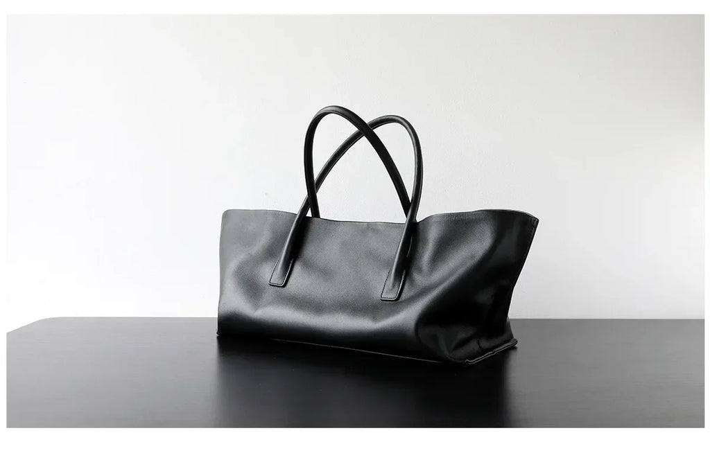 Luxury Niche First-layer Cowhide Tote Bag Woman Large Capacity Shoulder Underarm Bag Casual Tote Big Handbag 2026 New