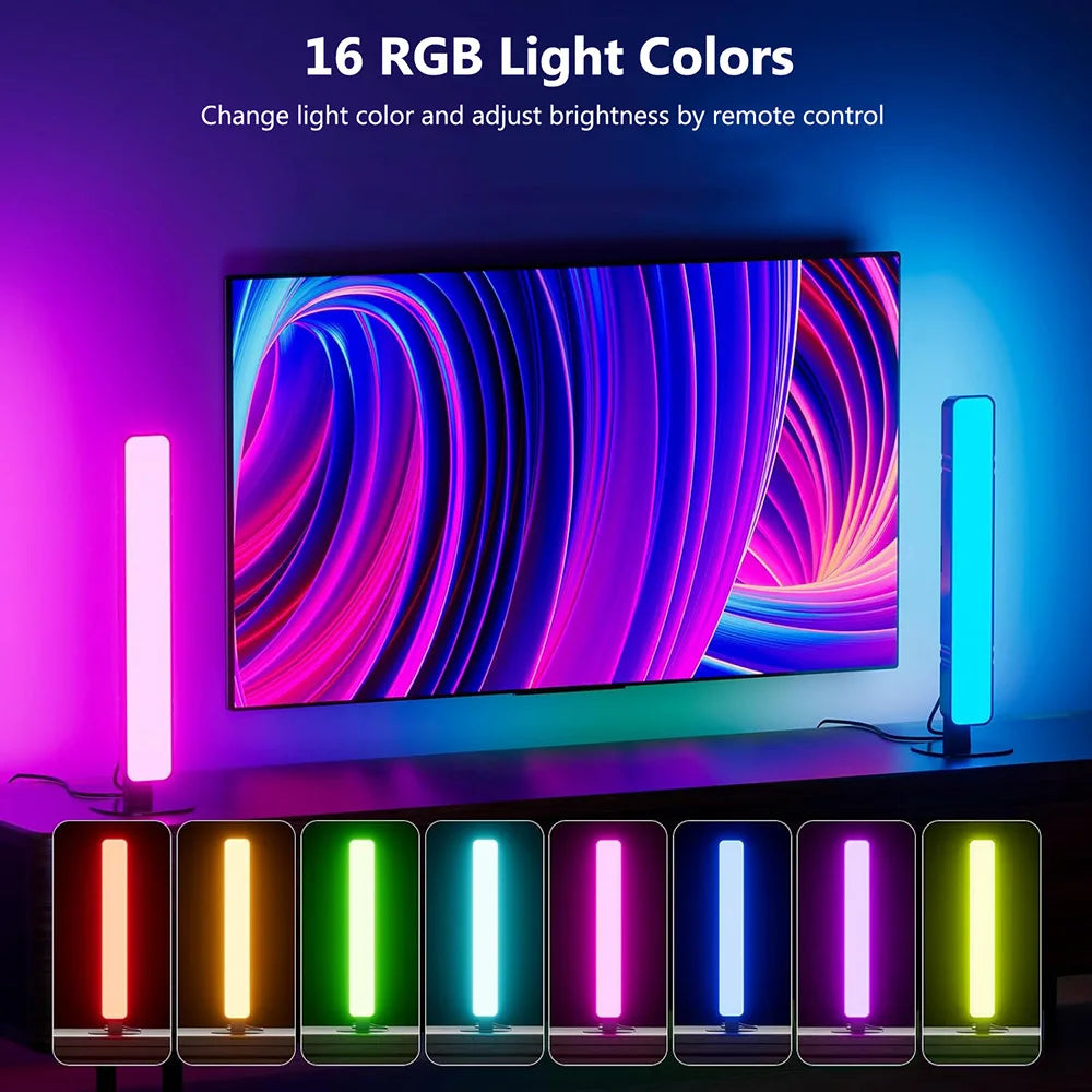 USB LED Light Bars RGB 16 Color Changing TV Backlights Music Sync Ambient Lamp Rhythm Strips for PC Gaming Room Bookshelf Decor