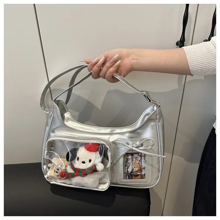 Y2k Harajuku Shoulder Bag Women Korean Transparent Ita Bag School Crossbody Bag Female Japanese Designer Preppy Handbag Purse
