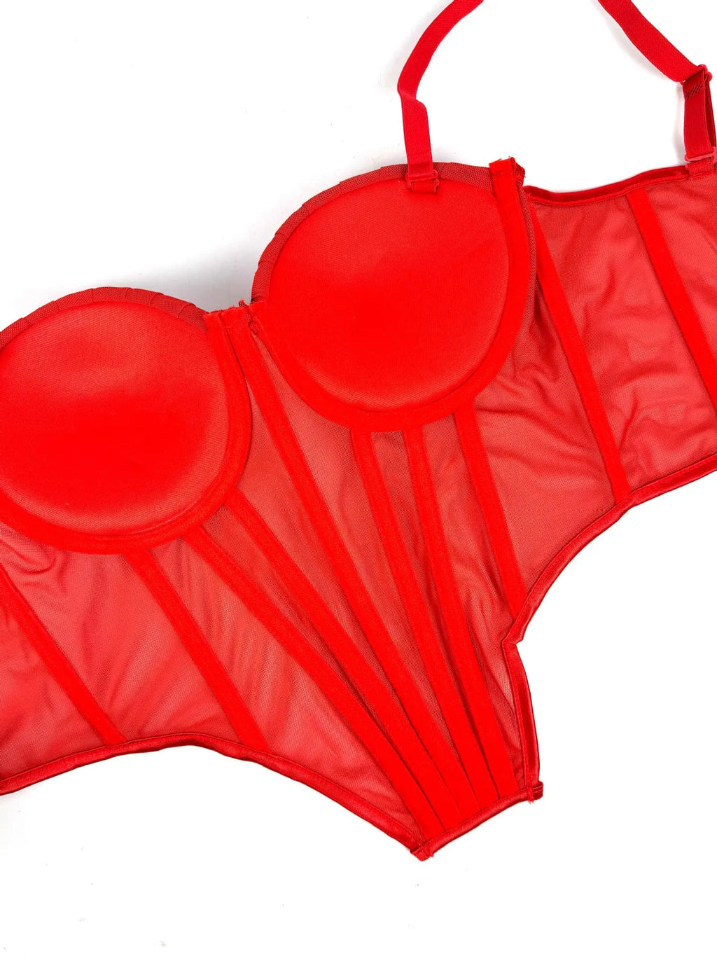 Sexy Mesh Design Camisole Vest Style Ladies Corset Tops with Chest Cushion Sparkling Diamond Decoration Fishbone Lingerie Tops