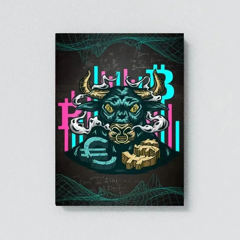 Neon Bulls&Bears Stock Market Trading Quotes Trust The Process and Ability Canvas Poster Wall Pictures Home Office Decor Gift