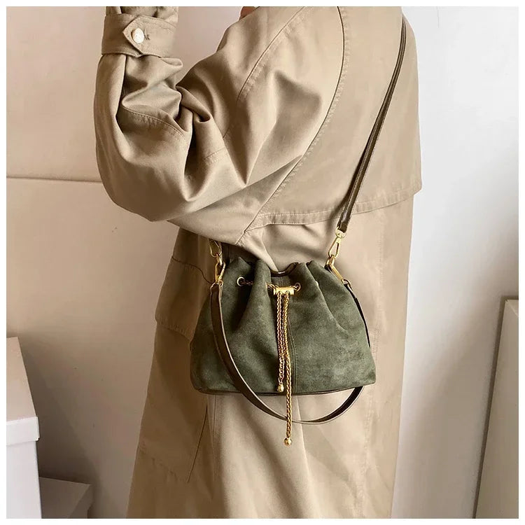 Soft Solid Faux Suede Simple Commuting Crossbody Bags 2026 Hot Sale Sewing Sweet Bags for Women Thread String Women's Handbags