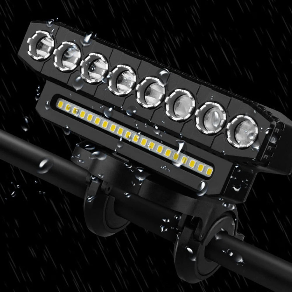 LED Bike Headlight LED Light Bar with 130DB Bell Bicycle Front Light 4000mAh Power Bank 6 Light Modes USB Charging Bicycle Lamp