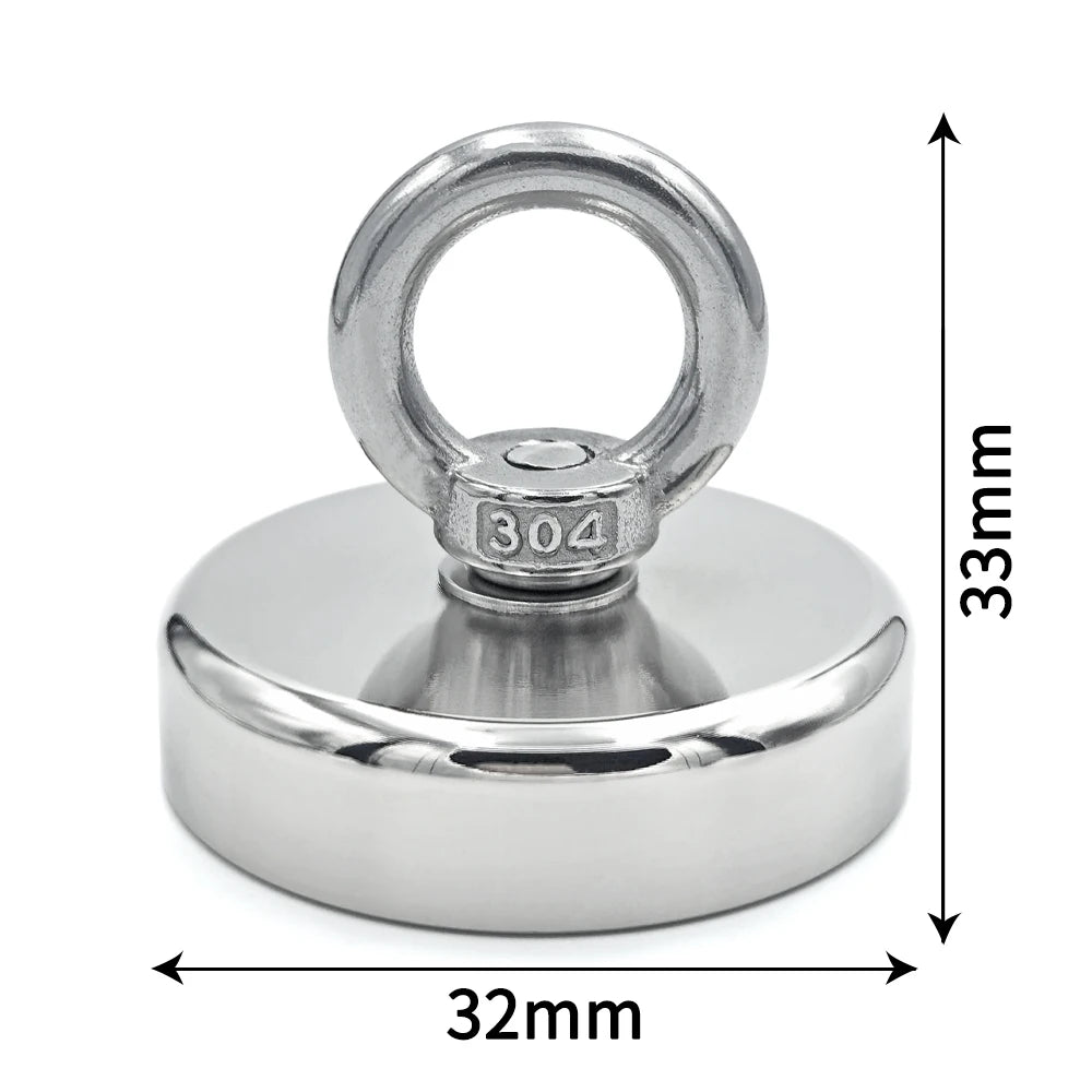 D16~D42mm Super Strong Neodymium Fishing Hook N52 Heavy Duty Rare Earth Neodymium with Countersunk Hole Eyebolt Salvage Magnetic