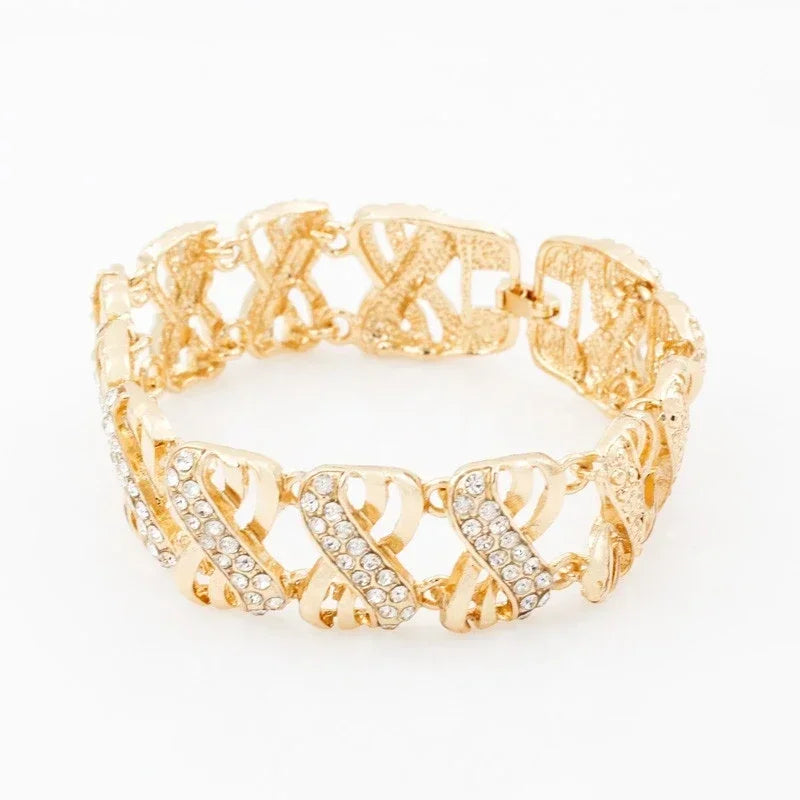 Fashion 18k Gold Plated Jewelry Set Dubai African Choker Necklace Earrings Rings Wedding Bridal Jewellery Sets for Women