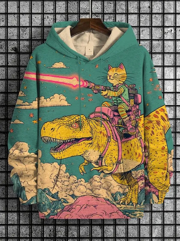 2026 Men's Hoodies Funny Cat Dinosaur UFO Art 3D Printed Cartoon Sweatshirt Men Women Tracksuit Oversized Casual Street Y2k Coat