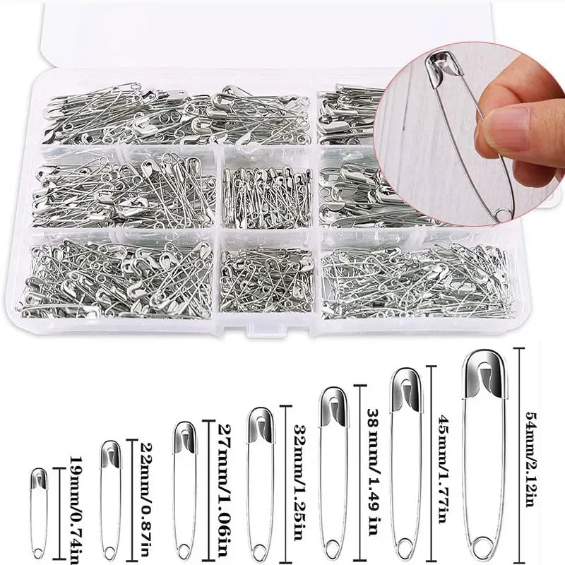50/100Pcs Safety Pins 19/22/27/32/38/45/55mm Rust Resistant Silver Durable Safety Pins For DIY Crafts Sewing Accessories