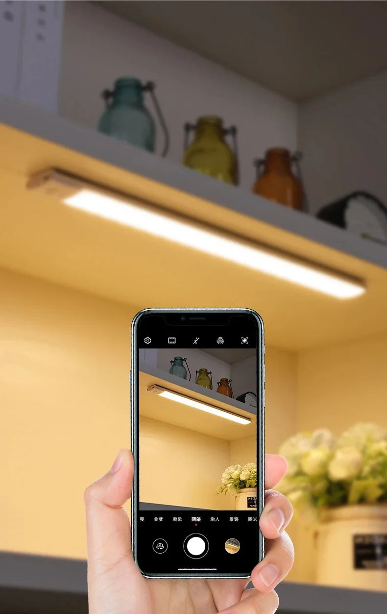 LED Bar Light Under Cabinet Lighting Motion Sensor USB Rechargeable Magnetic for Kitchen Closet Night Light