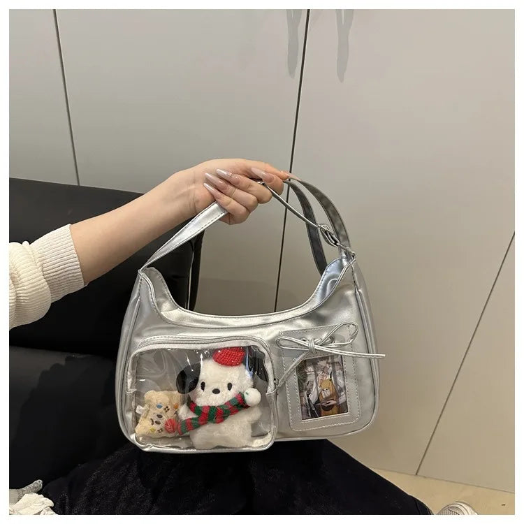 Y2k Harajuku Shoulder Bag Women Korean Transparent Ita Bag School Crossbody Bag Female Japanese Designer Preppy Handbag Purse