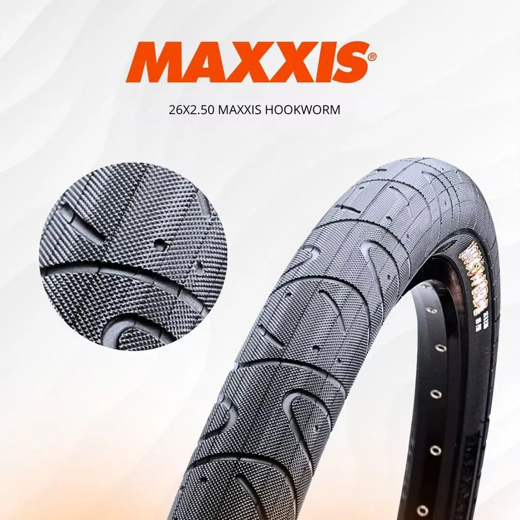 MAXXIS Hookworm 26 x 2.5 Bicycle Tire BMX Wire Bead Clincher Tire for Street Park vert Flatland 20 inch 24 26 27.5 or 29 Sizes