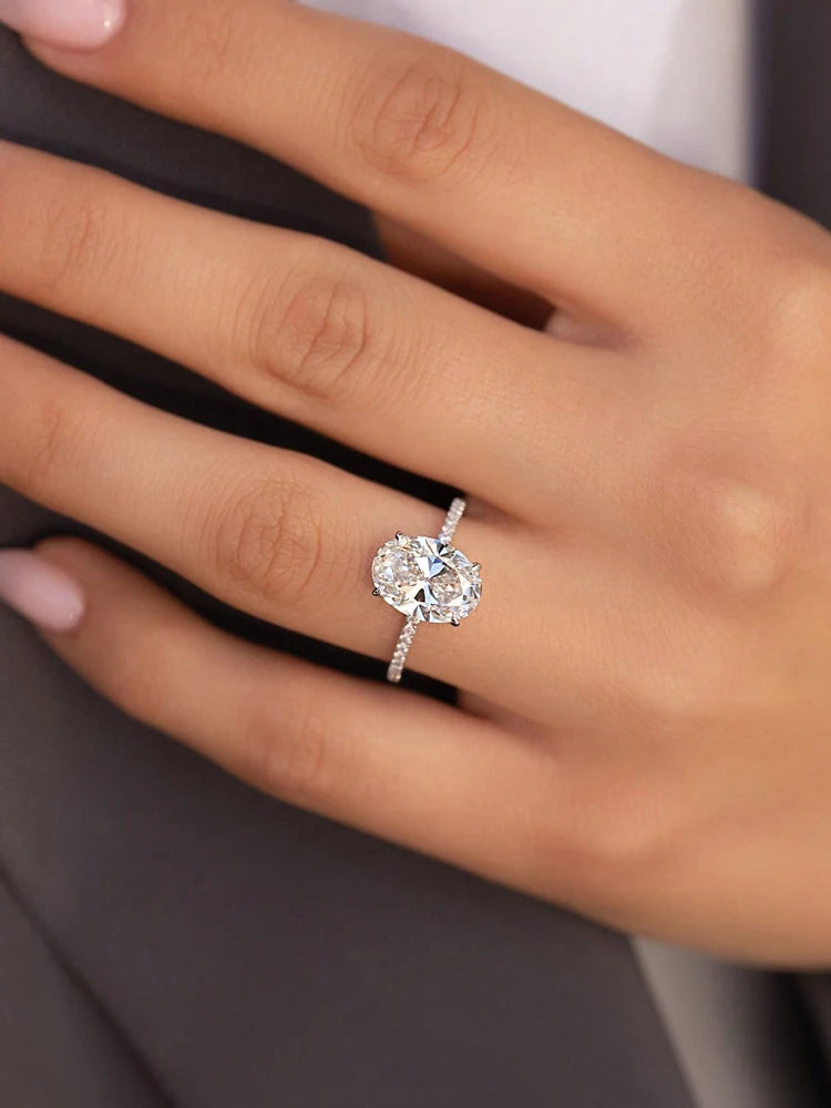 925 Sterling Silver Zirconia Gorgeous Shiny 1-5CT Oval Stone Ring For Women Engagement Wedding Luxury High Quality Fine Jewelry