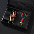 5pcs Lucky Five-petal Flower Women's Jewelry Set, Fashion Flower Bracelet + Necklace + Earrings + Bracelet + Ring, Birthday, Ann
