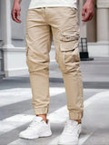 Men's outdoor work pants with pocket decoration, small leg pants, autumn fashion, bound leg pants, men's