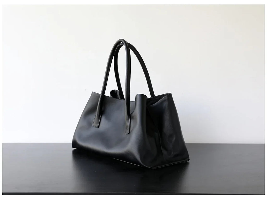 Luxury Niche First-layer Cowhide Tote Bag Woman Large Capacity Shoulder Underarm Bag Casual Tote Big Handbag 2026 New