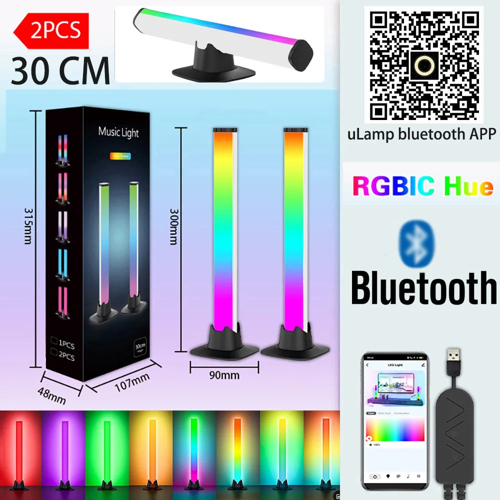 Music Light Bar RGBIC Pickup Rhythm Lights Desktop Strip Light APP Control USB Atmosphere Lamp For Gaming Bedroom TV Backlight