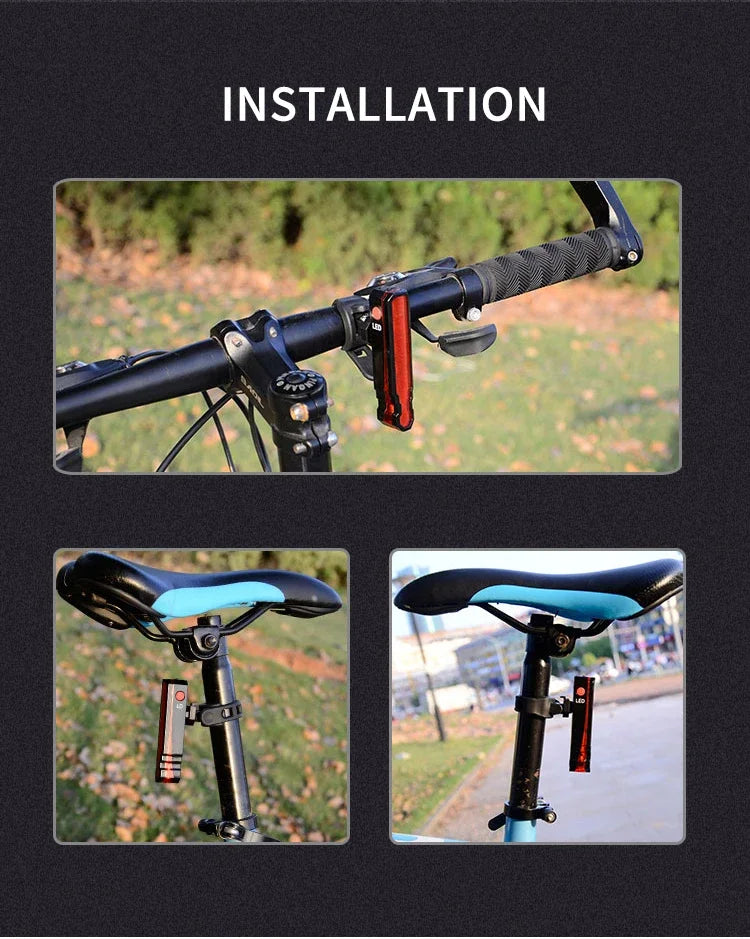 Bike Rear Light Laser Line Warning Lamp Waterproof Seatpost LED Light USB Rechargeable MTB Road Bicycle Taillight