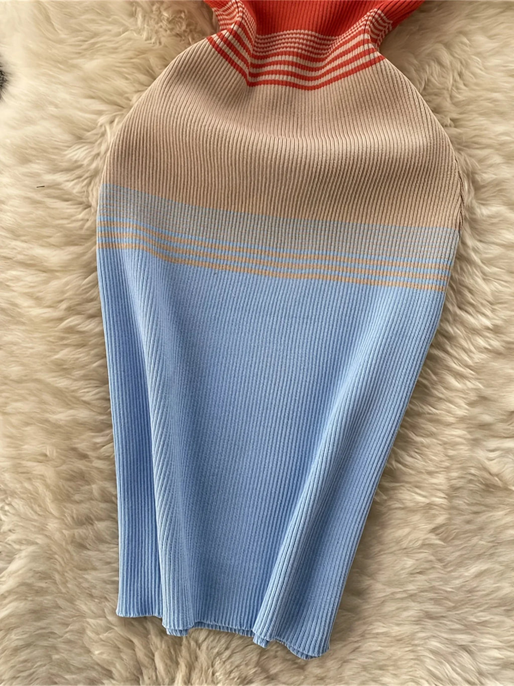 2026 Women's Color Block Bodycon Halter Dress  Sexy and Backless for Spring and Summer Short Sundress Outfit