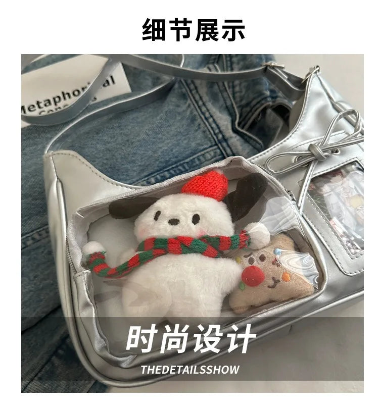 Y2k Harajuku Shoulder Bag Women Korean Transparent Ita Bag School Crossbody Bag Female Japanese Designer Preppy Handbag Purse