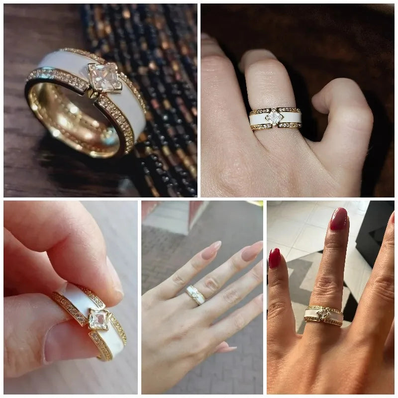 Huitan Romantic Proposal/Engagement Rings for Women Timeless Design Shiny Crystal Zircon Graceful Lady Ring Jewelry High Quality