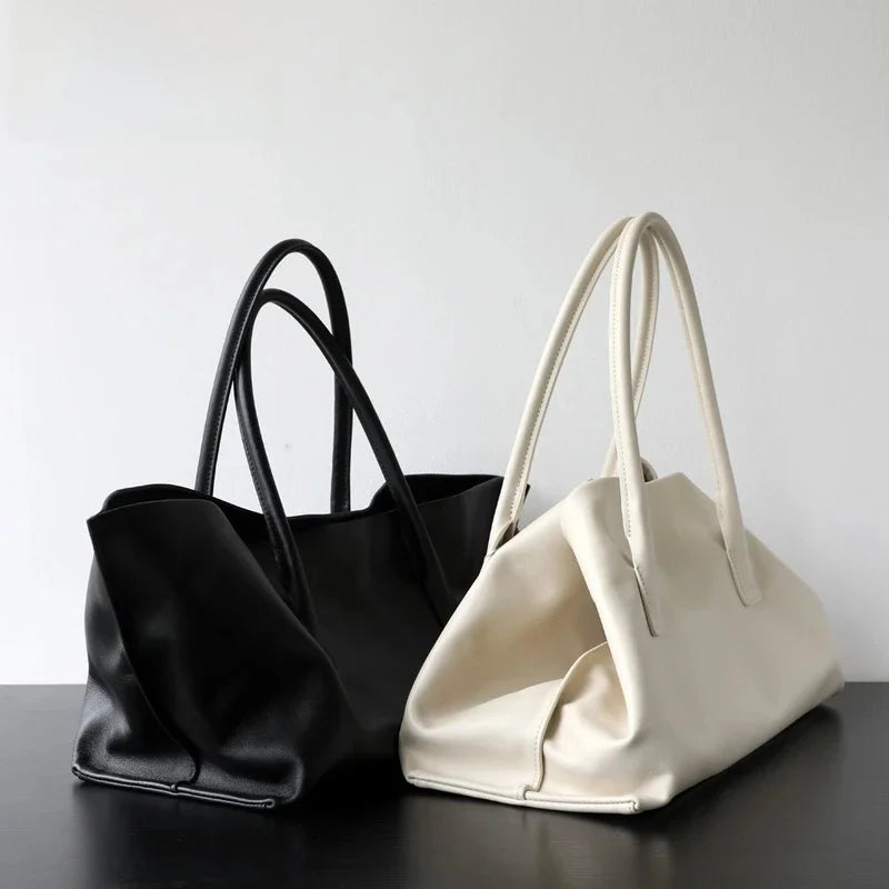 Luxury Niche First-layer Cowhide Tote Bag Woman Large Capacity Shoulder Underarm Bag Casual Tote Big Handbag 2026 New