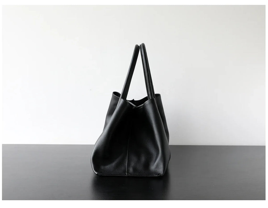 Luxury Niche First-layer Cowhide Tote Bag Woman Large Capacity Shoulder Underarm Bag Casual Tote Big Handbag 2026 New