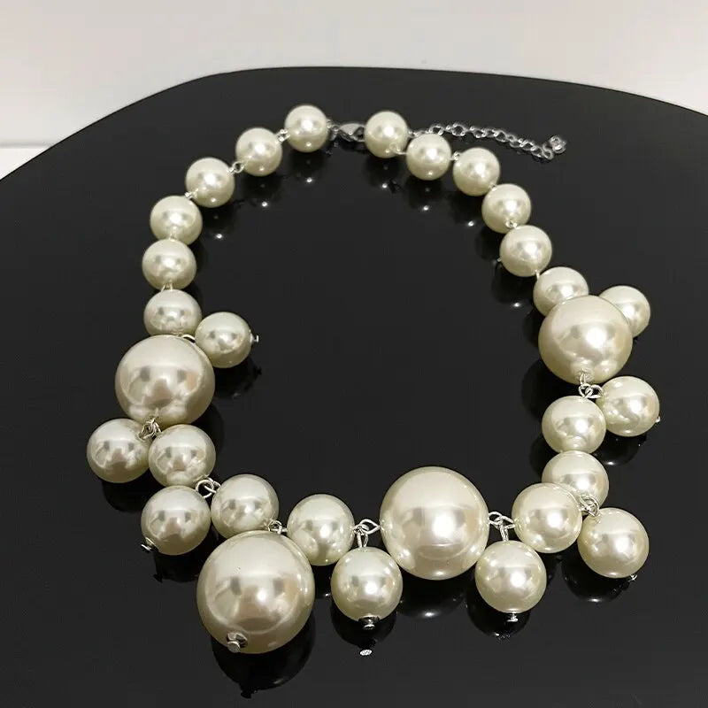 Elegant Imitation Pearl Women's Necklace Big Pearls Beads Choker Necklaces Party Wedding Bride Necklace Jewelry Girls Gifts