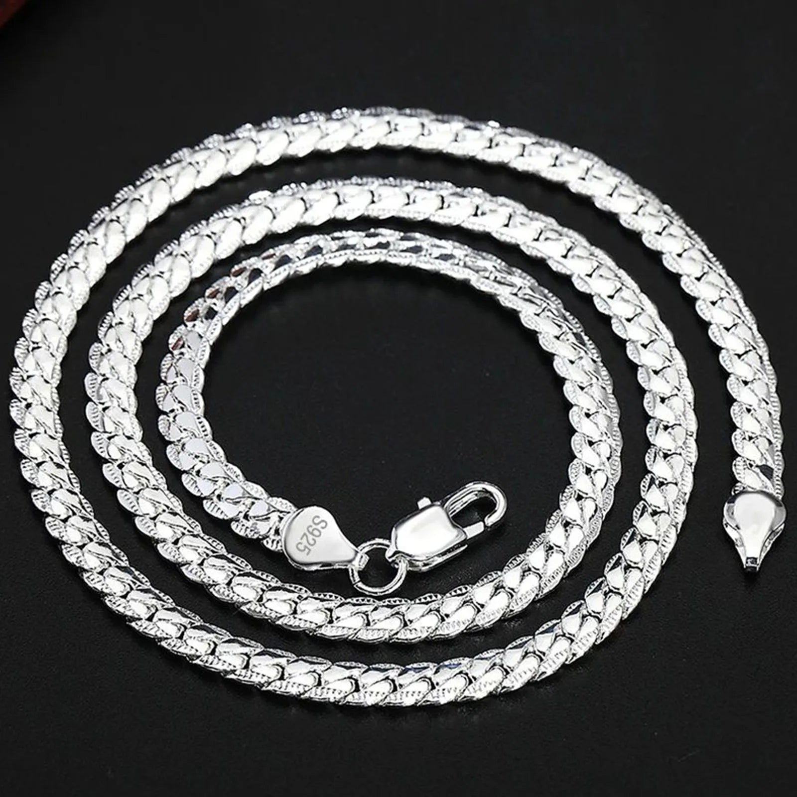 925 Sterling Silver 8/16/18/20/22/24 Inch 6mm Side Chain Necklace Bracelet For Woman Men Fashion Charm Wedding Jewelry