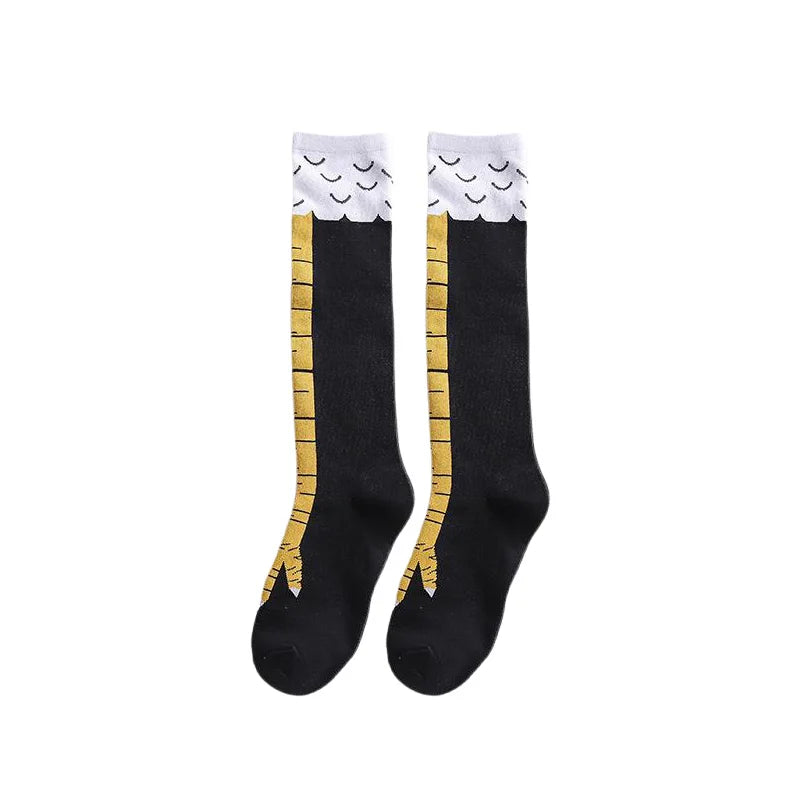 Men Women Funny 3D Chicken Socks Print Cartoon Cosplay High flexibility Thigh High Sock Cotton Fashion Thin Toe Feet Paws Stocks