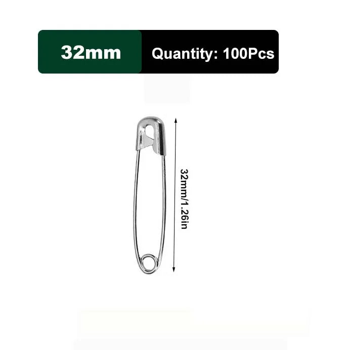50/100Pcs Safety Pins 19/22/27/32/38/45/55mm Rust Resistant Silver Durable Safety Pins For DIY Crafts Sewing Accessories