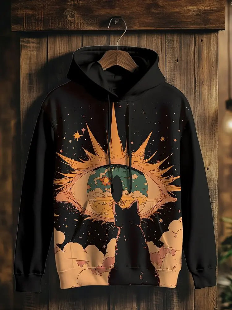 2026 Men's Hoodies Funny Cat Dinosaur UFO Art 3D Printed Cartoon Sweatshirt Men Women Tracksuit Oversized Casual Street Y2k Coat