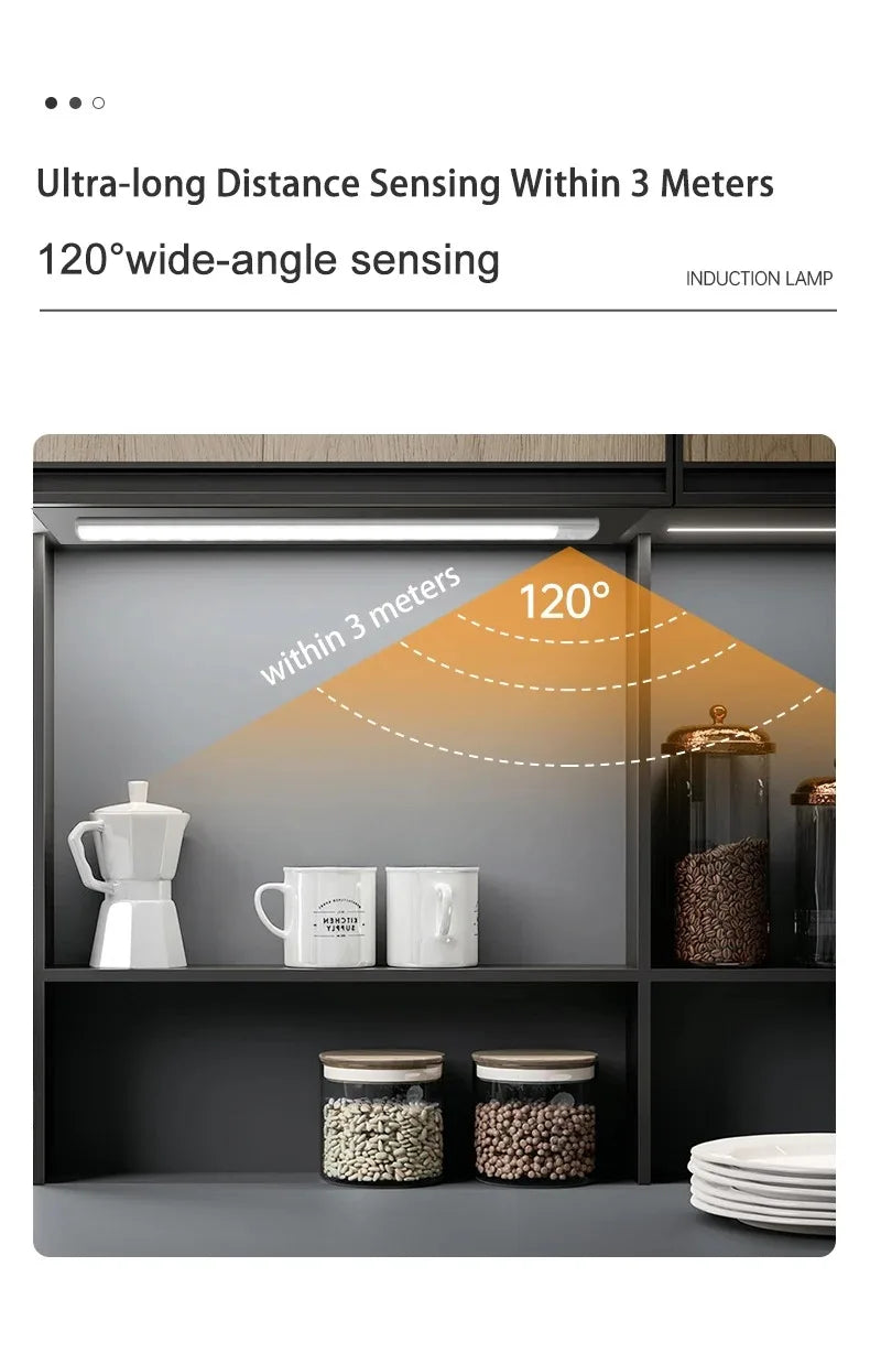 LED Bar Light Under Cabinet Lighting Motion Sensor USB Rechargeable Magnetic for Kitchen Closet Night Light