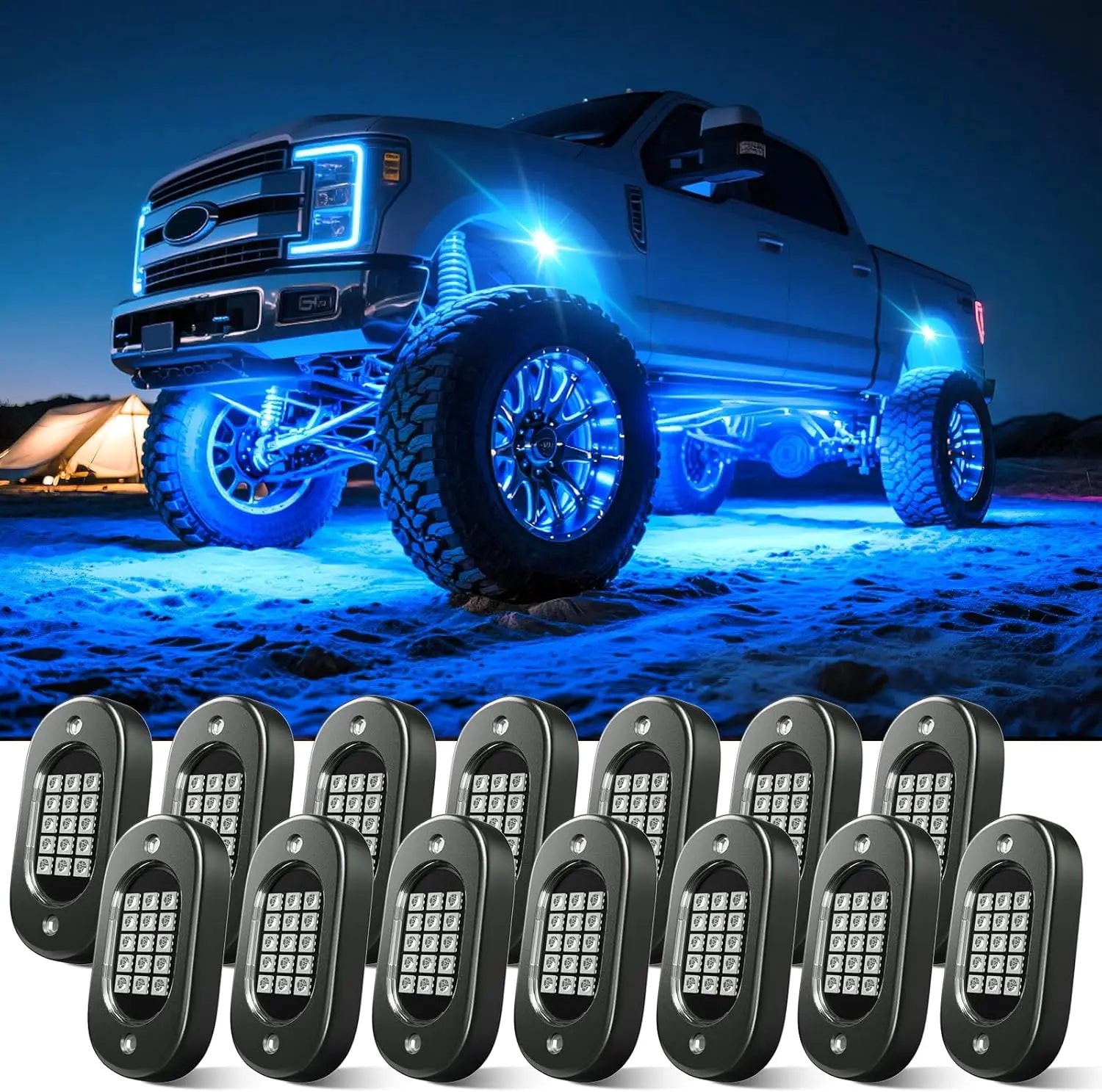Honalia LED Rock Lights for Trucks 4/6/8/10/12 Pods RGB Truck Rock Lights Kits with App Control for ATV UTV RZR