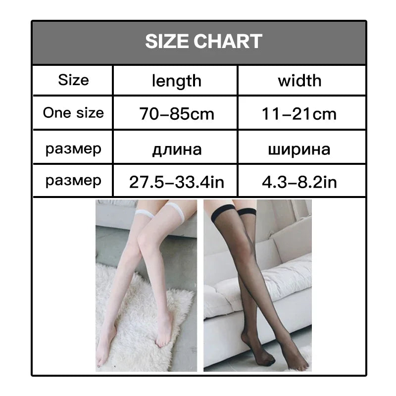 Summer Ultra Thin Nylon Long Socks Stockings Transparent Japanese Style Thigh High Stockings Women Girls Lolita Knee High Socks