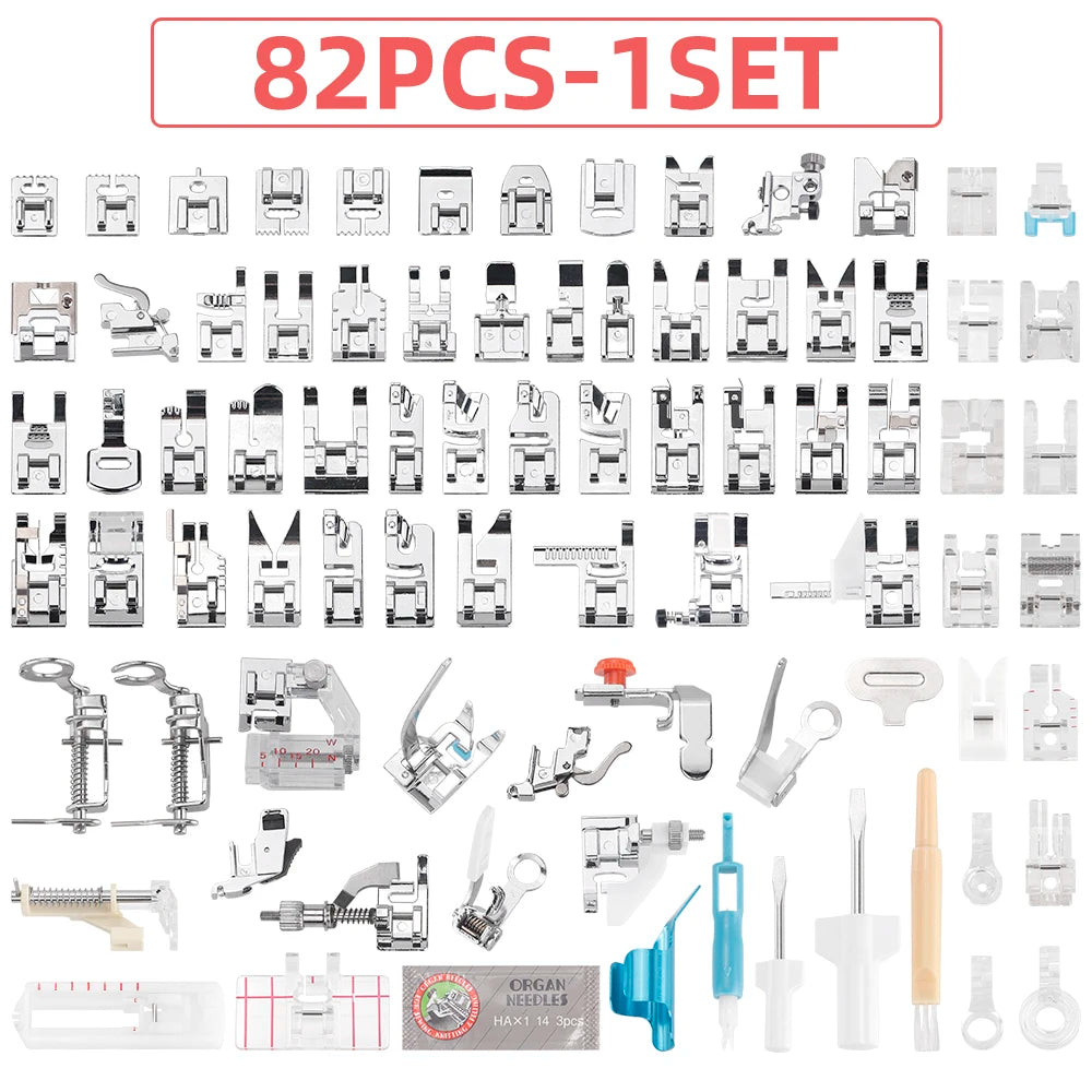82pc/SET Full Set Sewing Machine Presser Feet Tool Set, Multifunctional & Durable & Professional Presser Foot Accessories Kit