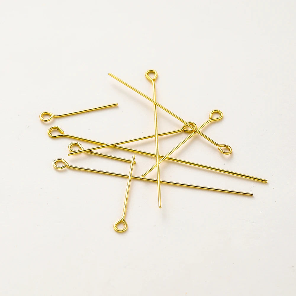 100pcs/lot 14K 18K Gold Plated 16-50mm Ball Head Pins DIY Jewelry Making Findings Brass Metal Flat Head Eye Head Pins Supplies