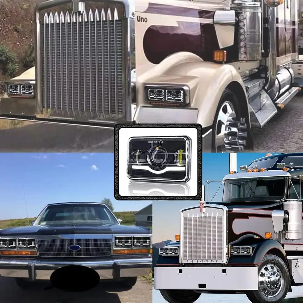 12V 24V 4x6 inch LED Headlights H4 Led Work Light Square Light Replacement for GMC Chevrolet Car Jeep Motorcycle Truck Headlamp