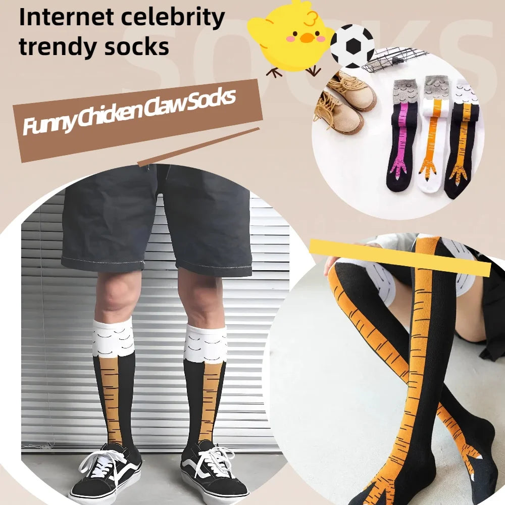 Men Women Funny 3D Chicken Socks Print Cartoon Cosplay High flexibility Thigh High Sock Cotton Fashion Thin Toe Feet Paws Stocks