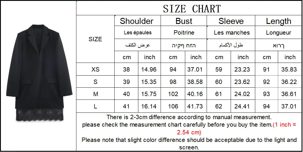 TFMLN 2026 Women Lace-trim Blazer Dress Fashion Notched Long Sleeve Pullover Causal Chic Dress Elegant Office Lady Pockets Dress