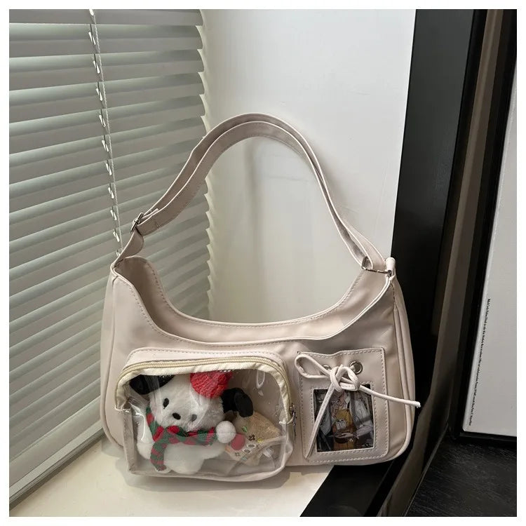 Y2k Harajuku Shoulder Bag Women Korean Transparent Ita Bag School Crossbody Bag Female Japanese Designer Preppy Handbag Purse