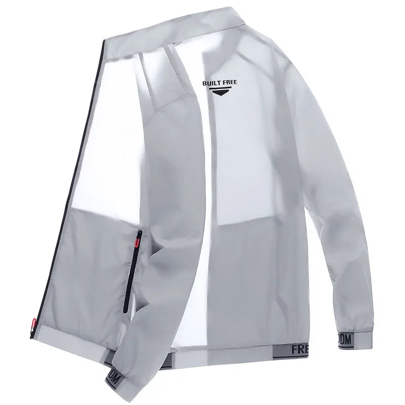 Men's sun protection clothes for summer ultra-thin breathable ice silk trendy fashion UV resistant air conditioning jacket jacke