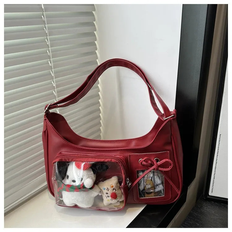 Y2k Harajuku Shoulder Bag Women Korean Transparent Ita Bag School Crossbody Bag Female Japanese Designer Preppy Handbag Purse