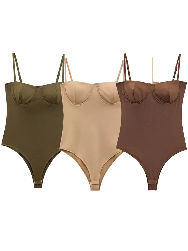 Zevity 2025 Women Sexy Spaghetti Strap Inner Style Beach Wear Bodysuits Ladies Soft Slim Swimsuit Playsuits Mujer Rompers LS9043